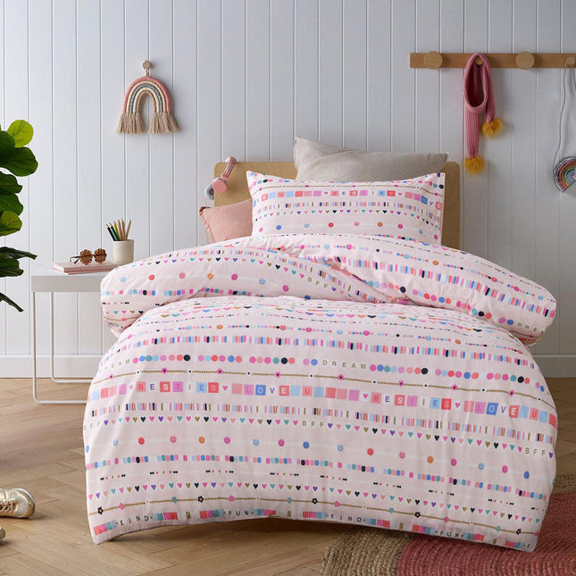 Happy Kids Swifty Washed Quilt Cover Set Double.
