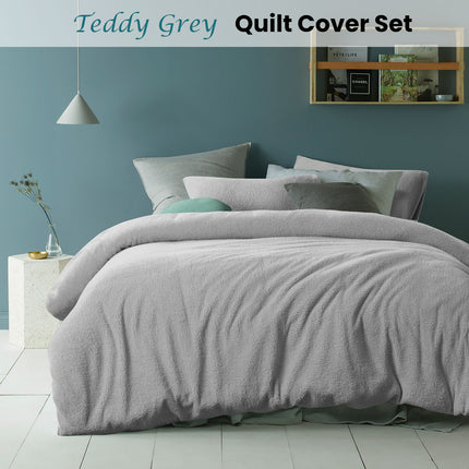 Accessorize Teddy Grey Quilt Cover Set King.