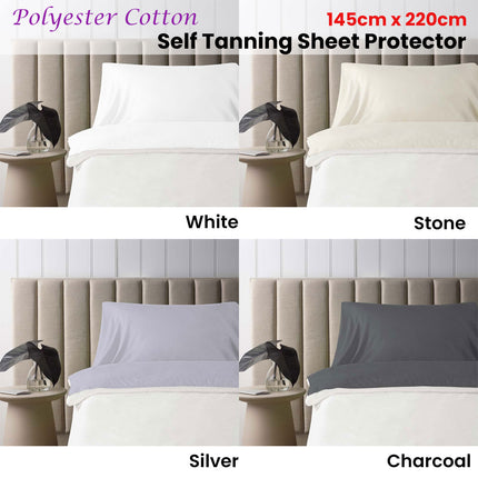 Accessorize Self Tanning Polyester Cotton Sheet Protector 145cm x 220cm Silver.