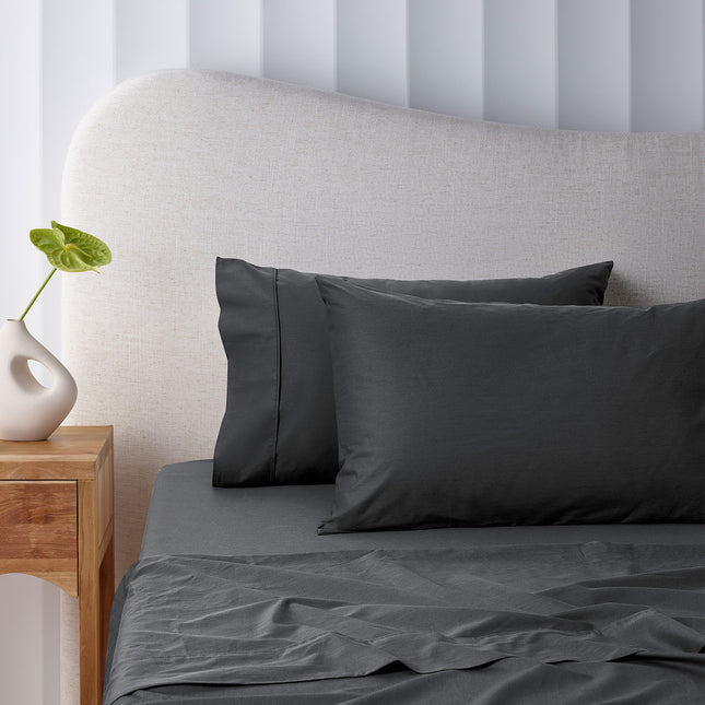 Accessorize 400TC Charcoal Bamboo Cotton Mega / Super Sheet Set 50cm Wall Super King.