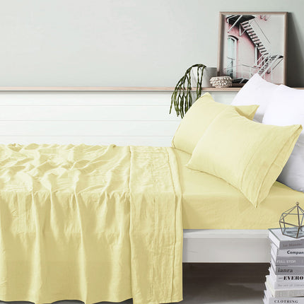 Vintage Design Homewares 100% Linen Butter Sheet Set Queen.
