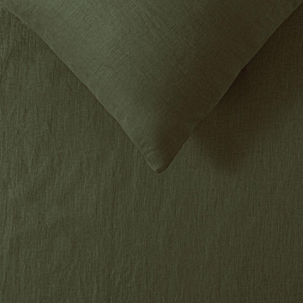 Vintage Design Homewares 100% Linen Olive Sheet Set Queen.