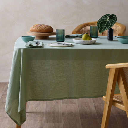 Vintage Design Homewares Sage Vintage Washed Linen Cotton Tablecloth 150x230cm.