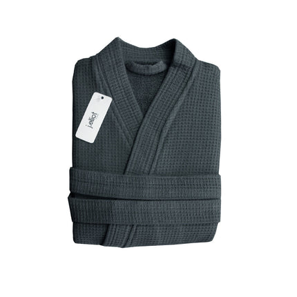 J Elliot Home Camila Cotton Waffle Bath Robe Coal.