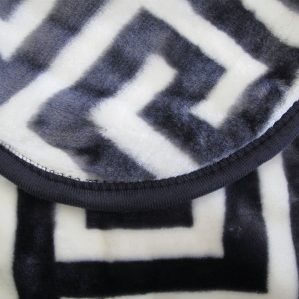 Bloomington 800GSM Greek Key Charcoal Winter Premium Quality 1 Ply Mink Blanket Queen.