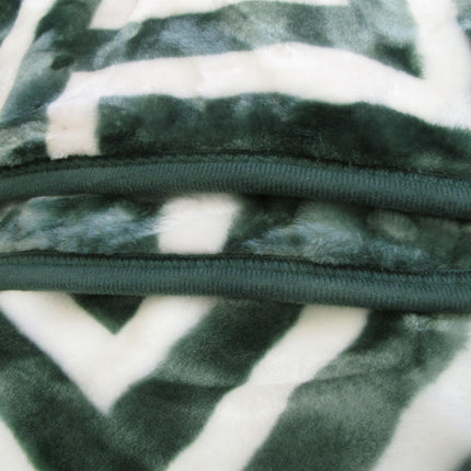 Bloomington 800GSM Greek Key Green Winter Premium Quality 1 Ply Mink Blanket Double.