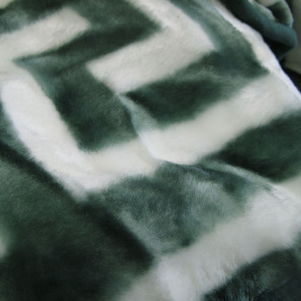 Bloomington 800GSM Greek Key Green Winter Premium Quality 1 Ply Mink Blanket King.