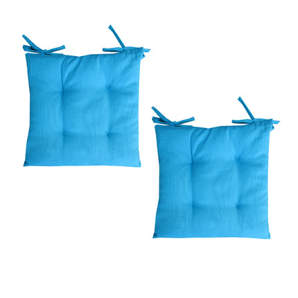 Set of 2 Outdoor Polyester Solid Chair Pads 40 x 40cm Ocean Blue.