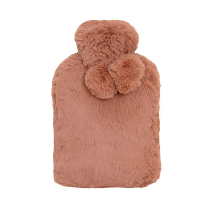 J.Elliot Home Amara Hot Water Bottle with Super Plush Faux Fur Cover Clay Pink.