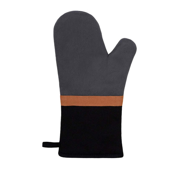 J Elliot Home Selby Cotton Oven Mitt 34 x 15 cm Charcoal & Black.