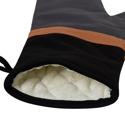 J Elliot Home Selby Cotton Oven Mitt 34 x 15 cm Charcoal & Black.