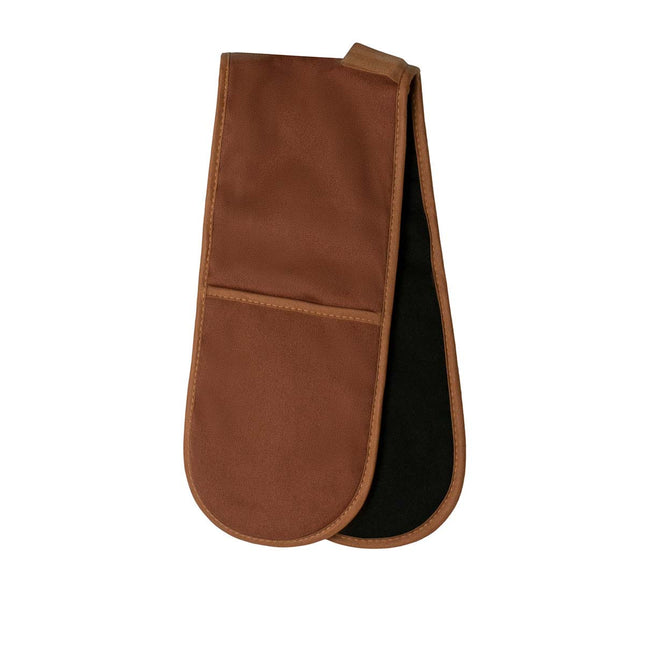 J Elliot Home Selby Cotton Double Oven Mitt Glove 17 x 82 cm Ginger & Black.