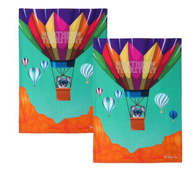 IDC Homewares Set of 2 Christopher Vine Design Tea Towels Northern Territory.