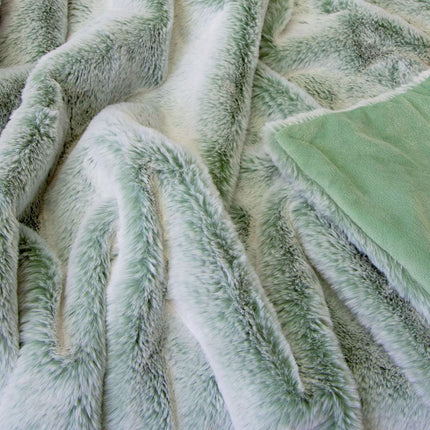 J Elliot Home Archie Sage Faux Fur Throw Rug 130 x 160cm.