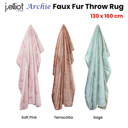J Elliot Home Archie Soft Pink Faux Fur Throw Rug 130 x 160cm.