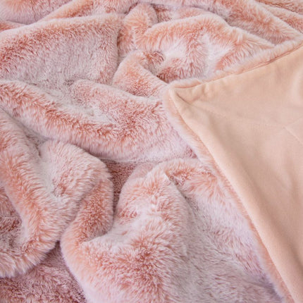 J Elliot Home Archie Soft Pink Faux Fur Throw Rug 130 x 160cm.