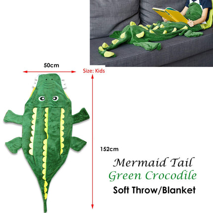 Mermaid Tail Crocodile Green Soft Blanket Throw.