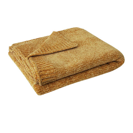 J Elliot Home Leslie Chenille Throw 130 x 160 cm Ochre.