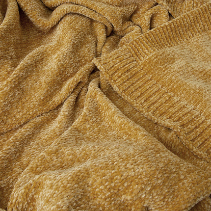 J Elliot Home Leslie Chenille Throw 130 x 160 cm Ochre.