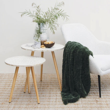 J Elliot Home Rita Sea Kelp Faux Mohair Throw Rug 130 x 160cm.
