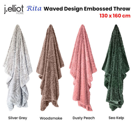 J Elliot Home Rita Woodsmoke Faux Mohair Throw Rug 130 x 160cm.