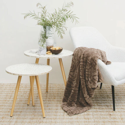 J Elliot Home Rita Woodsmoke Faux Mohair Throw Rug 130 x 160cm.