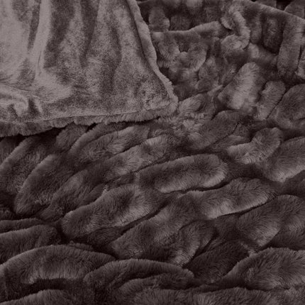 J Elliot Home Skyler Chocolate Faux Fur Throw Rug 130 x 160cm.