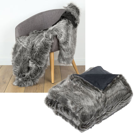 IDC Homewares Luxury Wolf Faux Fur Throw 125 x 150cm.