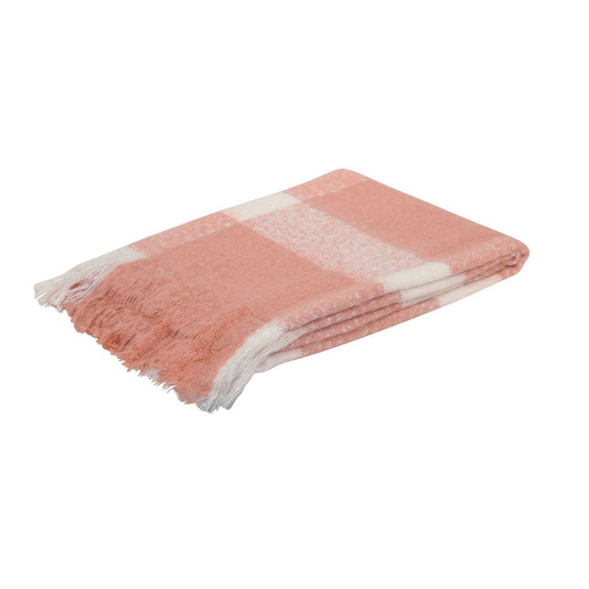 J.Elliot Home Wren Faux Mohair Throw Clay Pink/White.