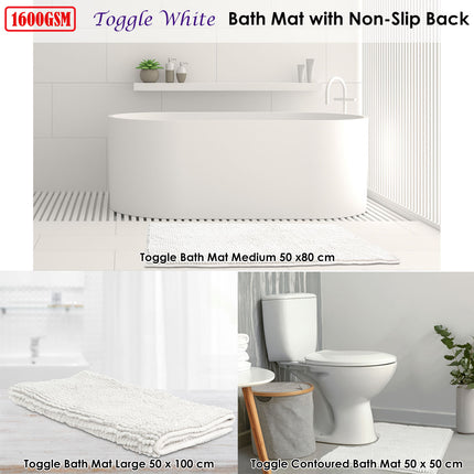 Toggle Microfiber Bath Mat Large White.