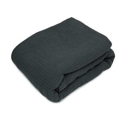 Algodon Sophie Cotton Waffle Blanket Queen 245x240cm Charcoal.