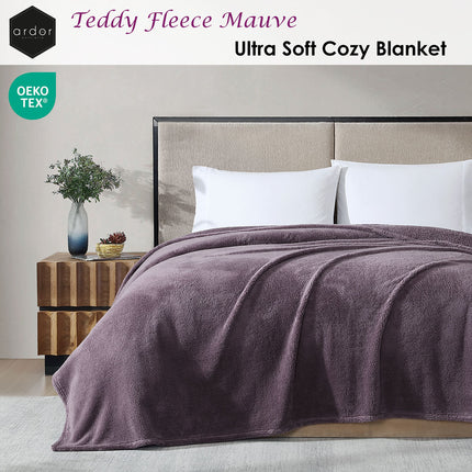 Ardor Teddy Mauve Ultra Soft Cozy Fleece Blanket Queen.