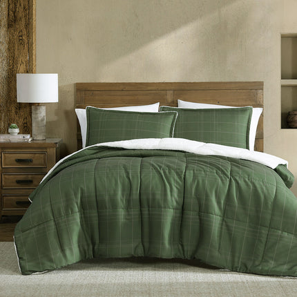 Ardor 3 Pcs Cammy Deep Khaki Comforter Set with Sherpa Reverse Queen/King.