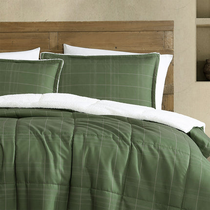 Ardor 3 Pcs Cammy Deep Khaki Comforter Set with Sherpa Reverse Queen/King.