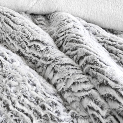 Ardor Faux Fur Silver 3 Piece Comforter Set Queen/King.