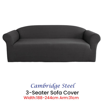 Elan Cambridge Extra-stretch Couch Cover Steel Three Seater Steel.