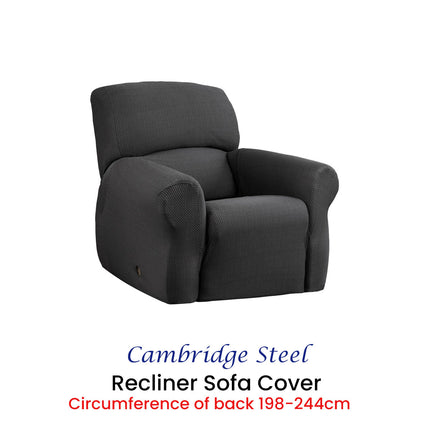 Elan Cambridge Extra-stretch Couch Cover Steel One Seater Recliner Steel.