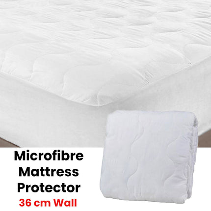 Essentially Home Living Microfibre Quilted Fitted Mattress Protector - KING SINGLE.