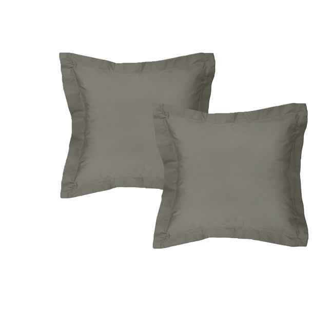 Algodon Pair of 300TC Cotton European Pillowcases Charcoal.