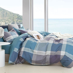 Ardor 250TC Costa Check Cotton Sateen Quilt Cover Set Queen.
