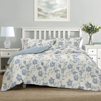 Algodon Abigail Multi Lightly Quilted Cotton Jacquard Quilt Cover Set King.