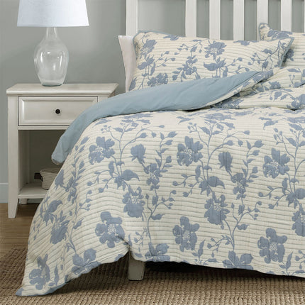 Algodon Abigail Multi Lightly Quilted Cotton Jacquard Quilt Cover Set King.