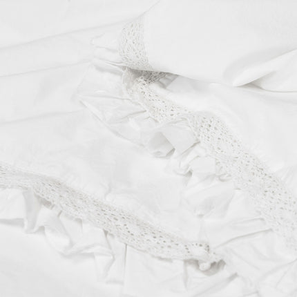 Algodon Adele White Cotton Ruffle Quilt Cover Set King.