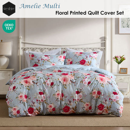 Ardor Amelie Multi Floral Printed Quilt Cover Set King.