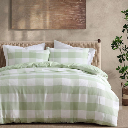 Ardor Ashlea Sage Oversized Waffle Check Quilt Cover Set Queen.
