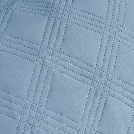 Ardor Carter Mineral Blue Embossed Vintage Washed Geometric Quilt Cover Set Queen.