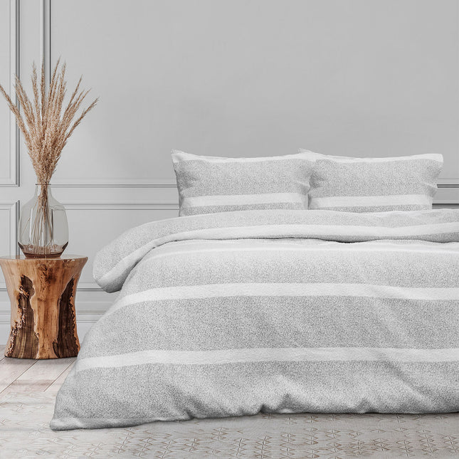 Ardor Liam Chenille Textured Grey Quilt Cover Set Queen.