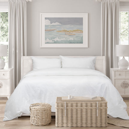 Algodon Romy White Cotton Jacquard Quilt Cover Set King.