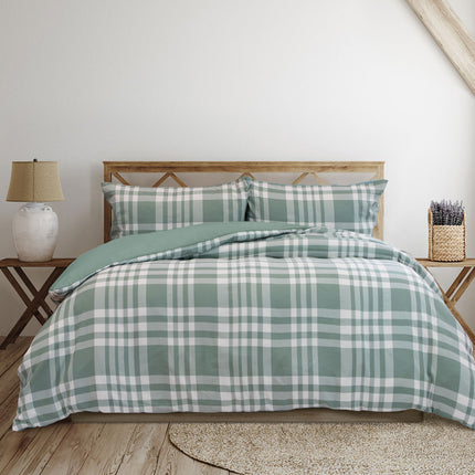 Ardor Ronan Green Plaid Jacquard Quilt Cover Set Queen.