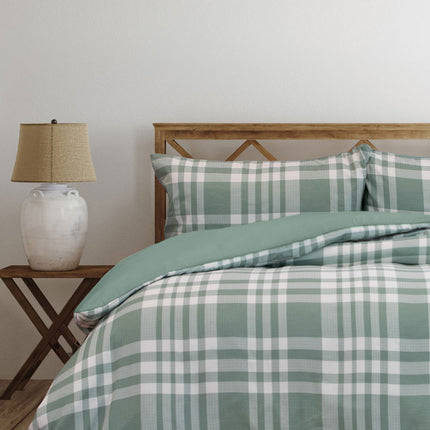 Ardor Ronan Green Plaid Jacquard Quilt Cover Set Queen.